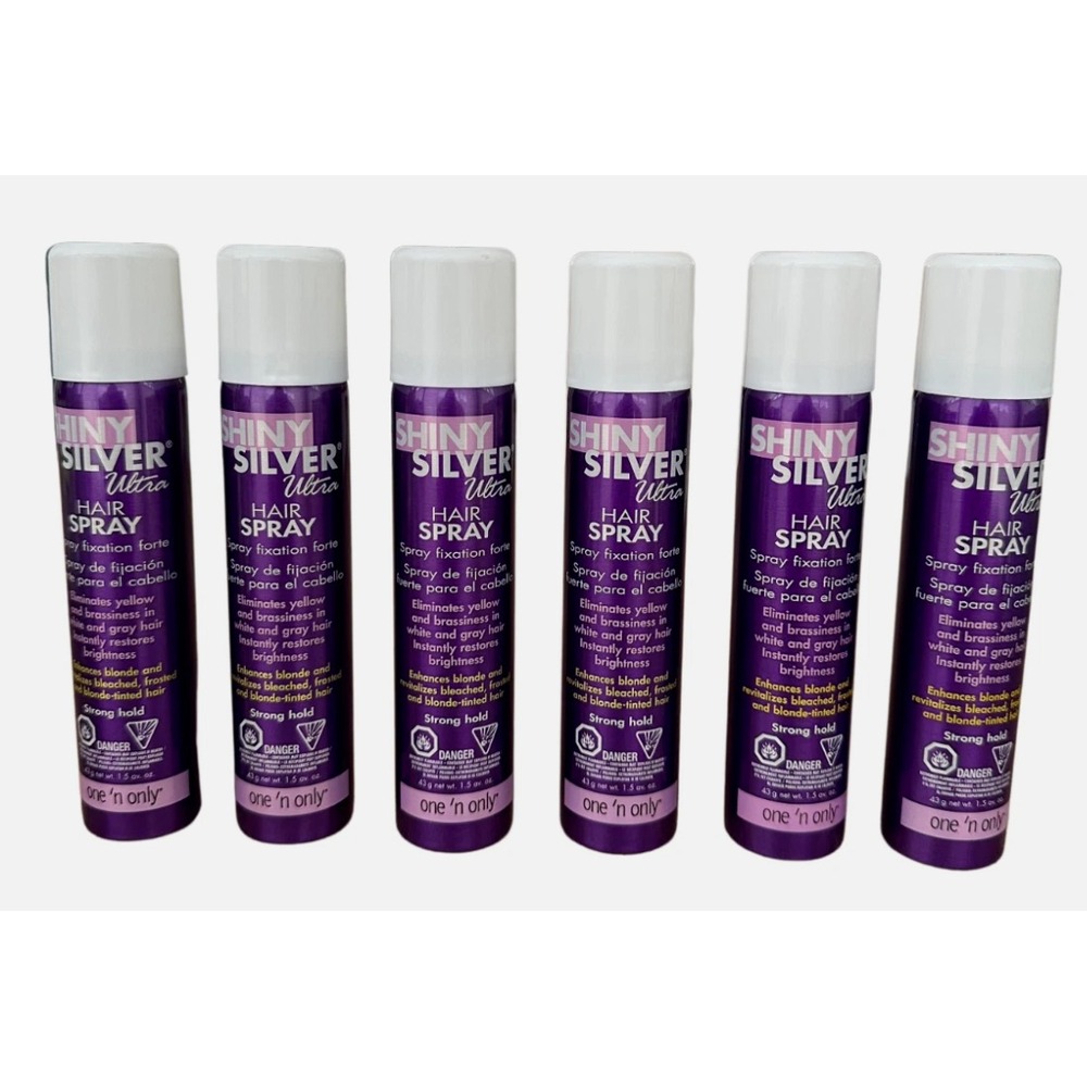 6 Cans One 'n Only Shiny Silver Ultra Hair Spray 1.5 oz ea Ship Daily Strong NEW